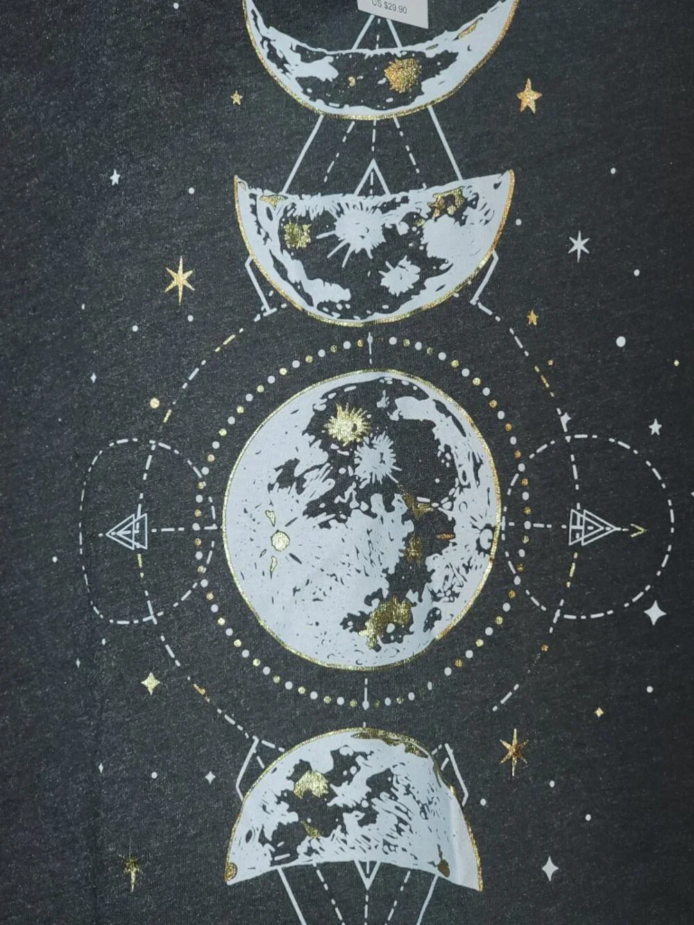 Maurices Plus Size Celestial Graphic Tank Top 2x Black Metallic Gold Moon Phase - Picture 2 of 8